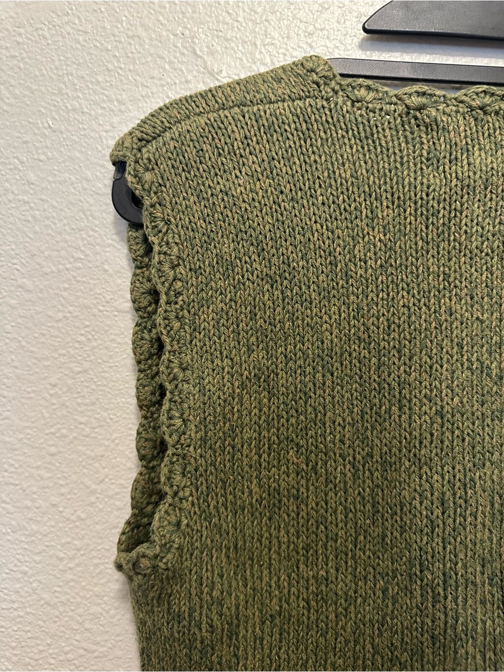 Hand-Embroidered Olive V-Neck Sweater Vest - Picture 6 of 8